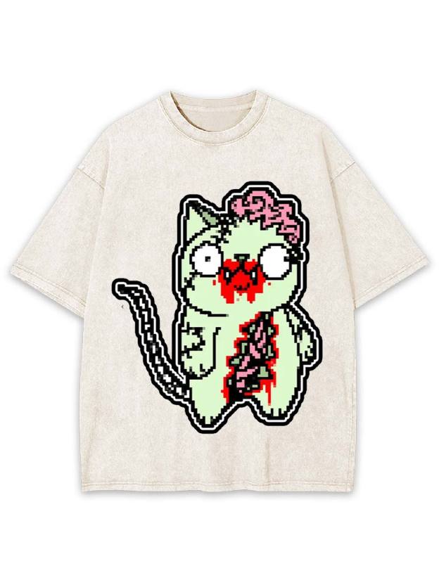 Zombie Cat Washed Tshirt