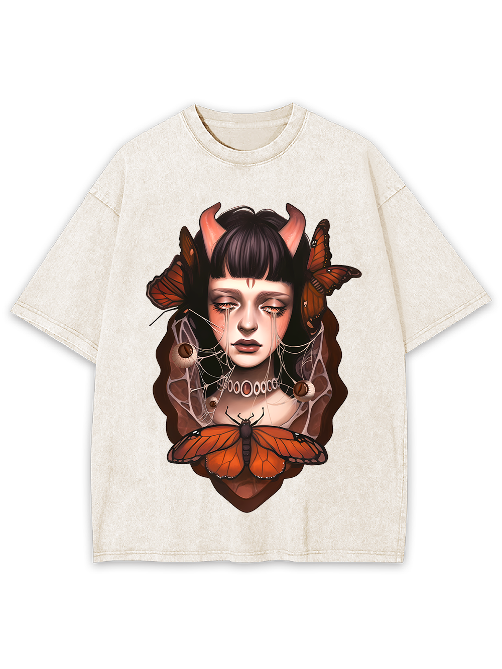 Butterfly Tears and Horns Washed Tshirt