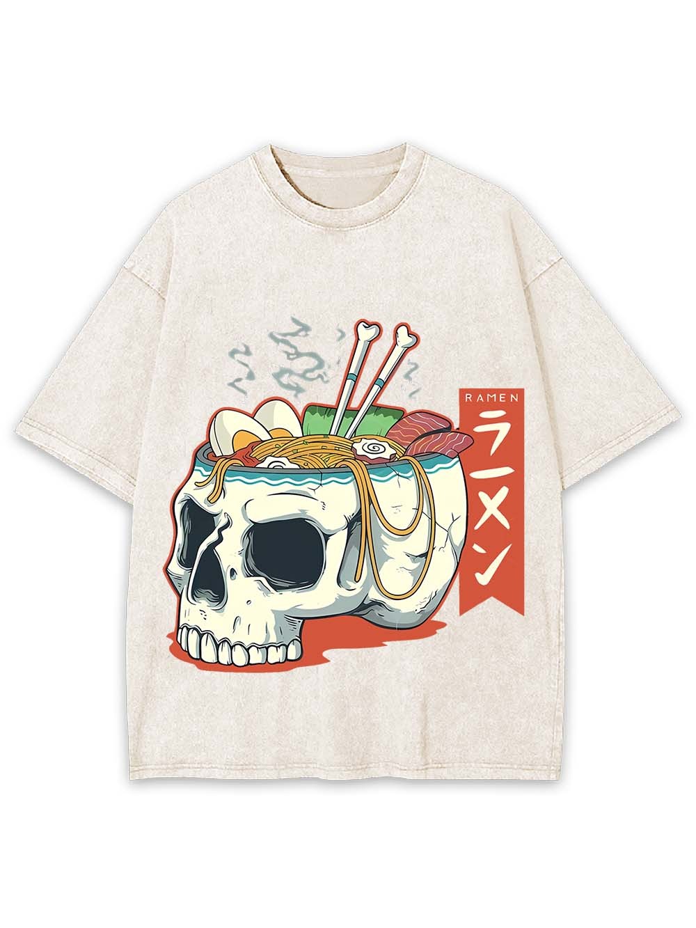 SKULL RAMEN DELIGHT WASHED TSHIRT