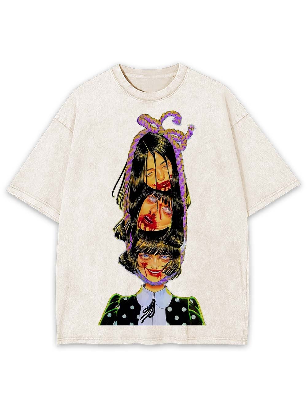 Twisted Faces Of Darkness Washed Tshirt-ClassyOutlaw Sale