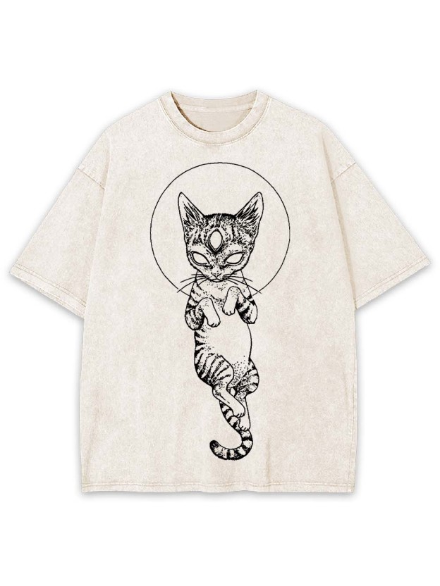 MYSTICAL THIRD-EYE CAT WASHED TSHIRT