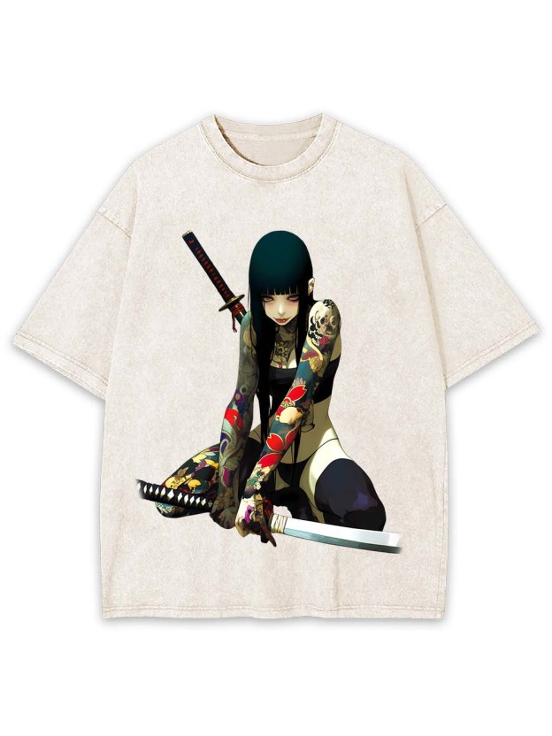 Tattooed Blade Warrior Washed Tshirt