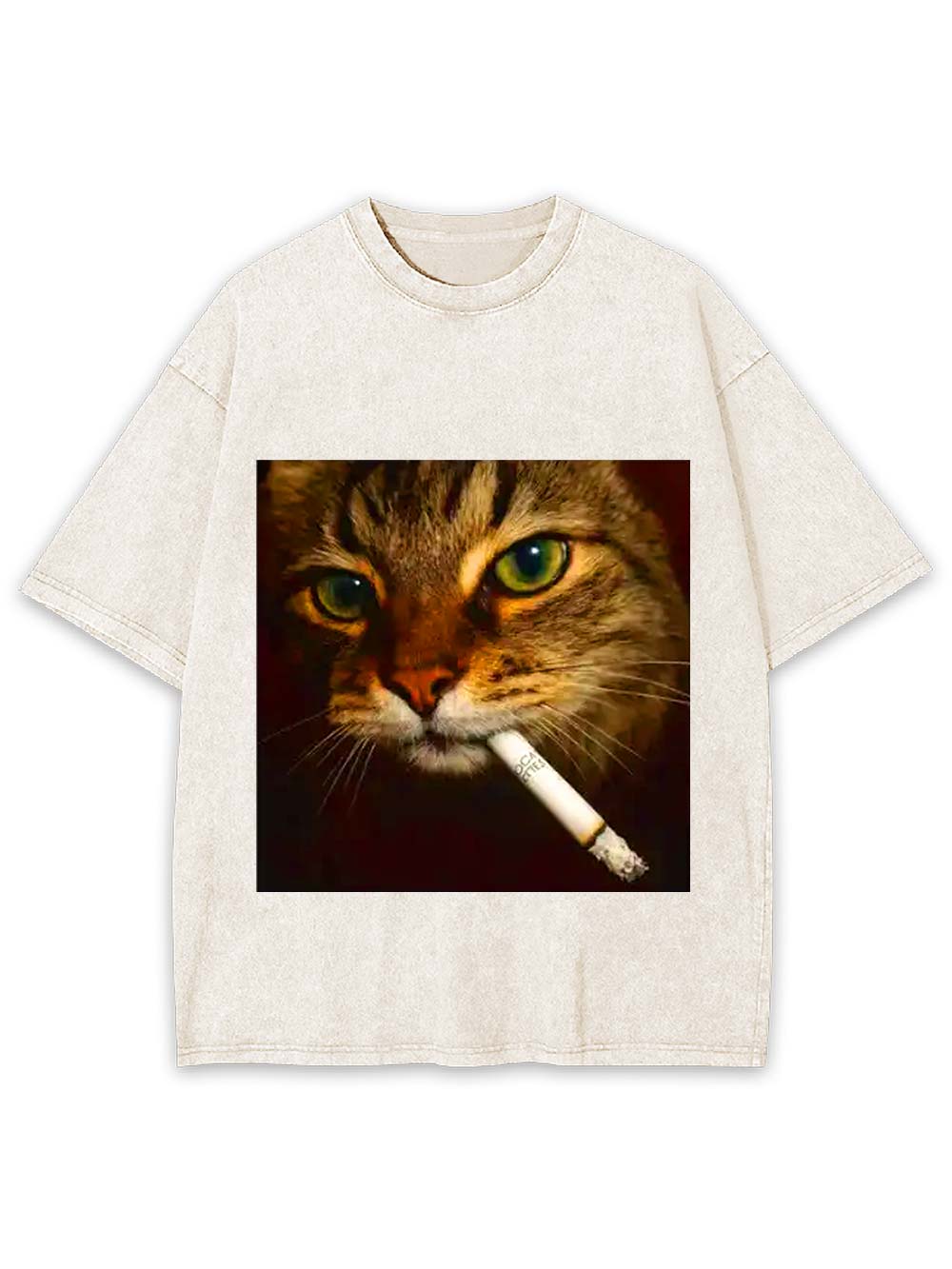 Smoking Cat Washed Tshirt