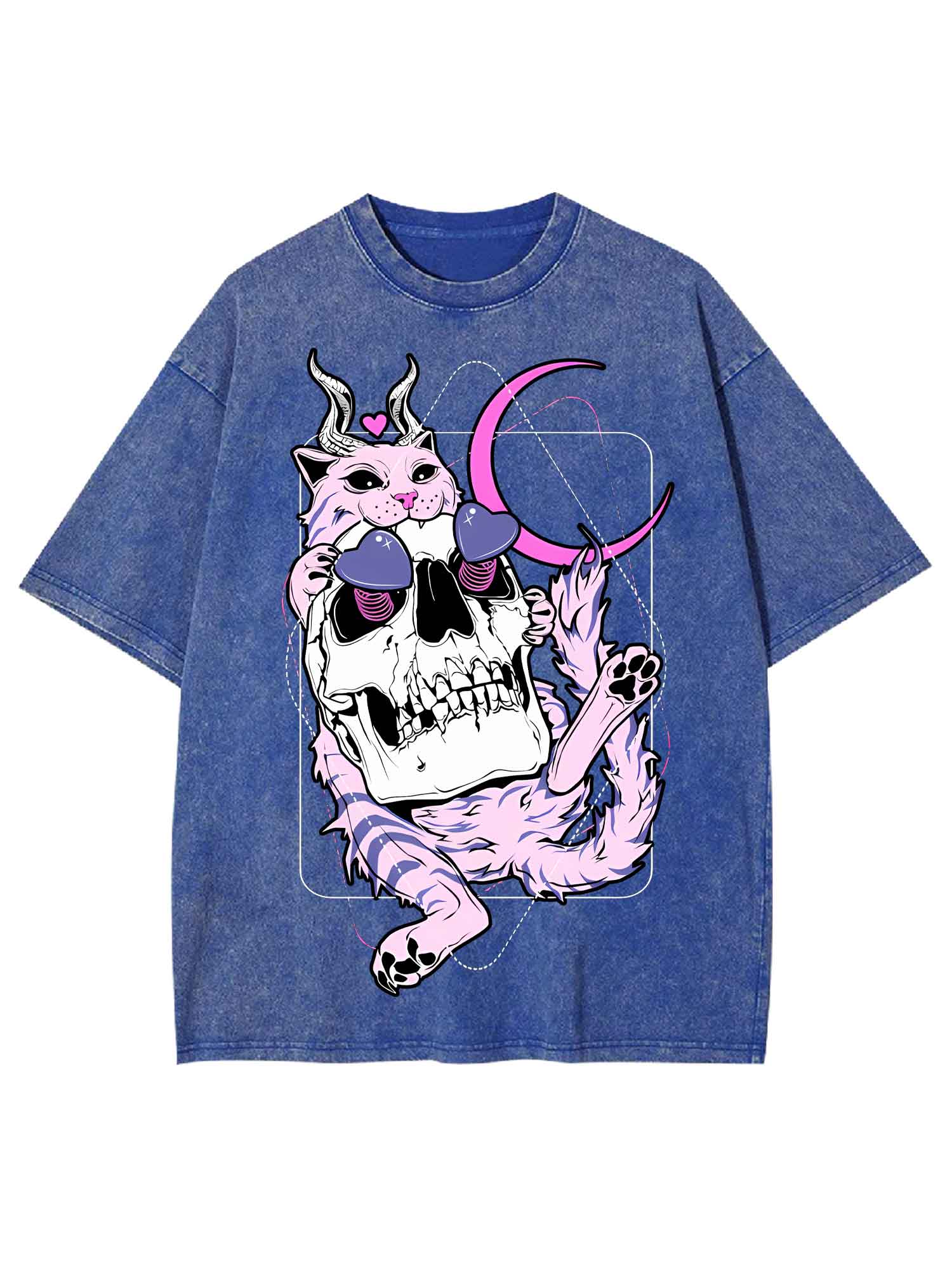 Cat And Skull Washed Tshirt