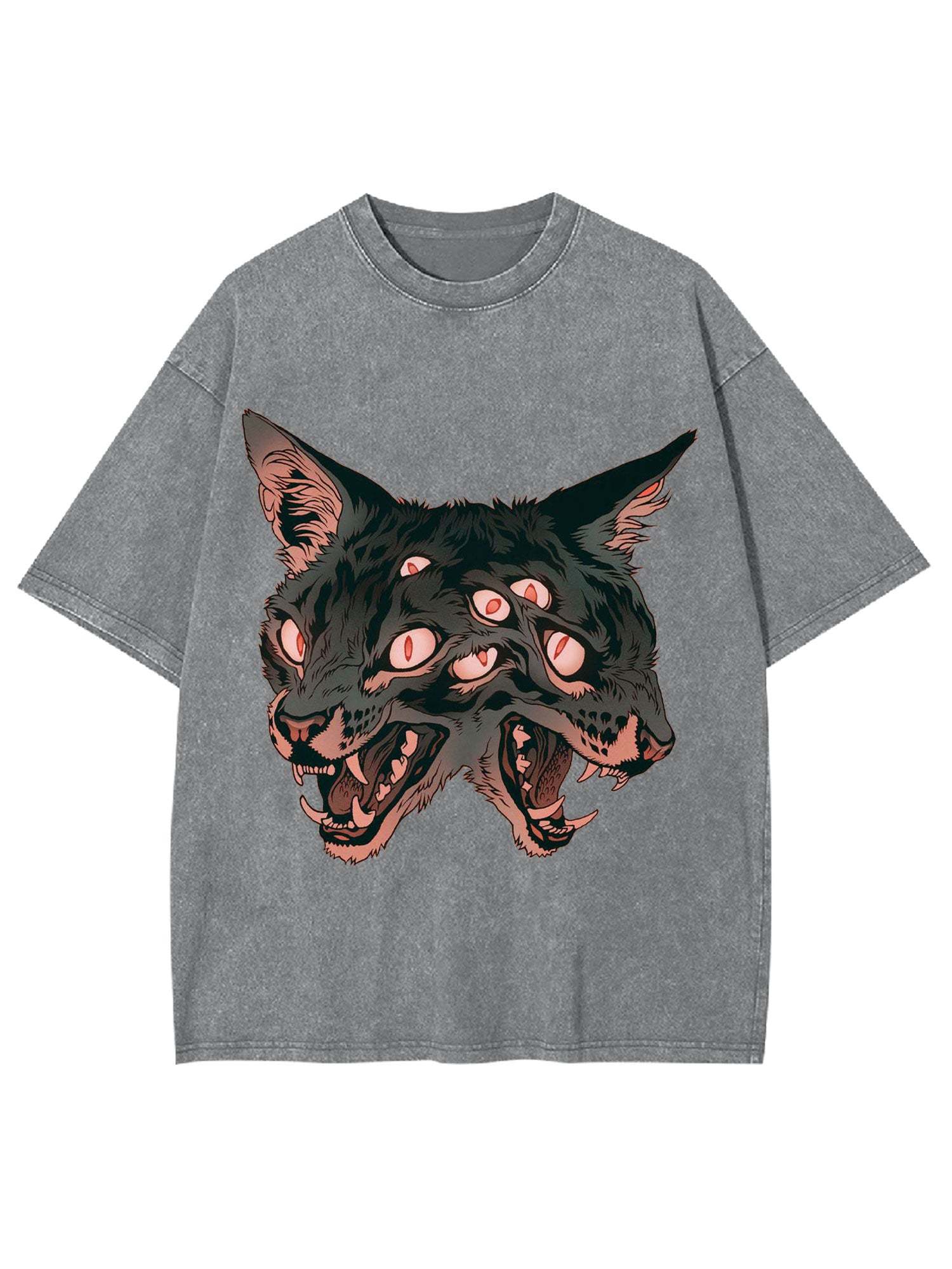 Two Headed Wolf Washed Tshirt