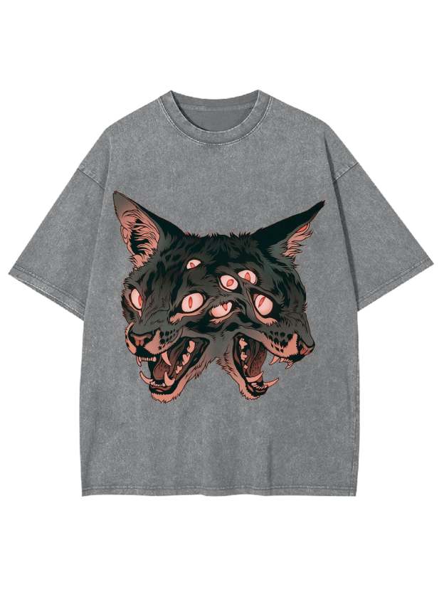 Two Headed Wolf Washed Tshirt