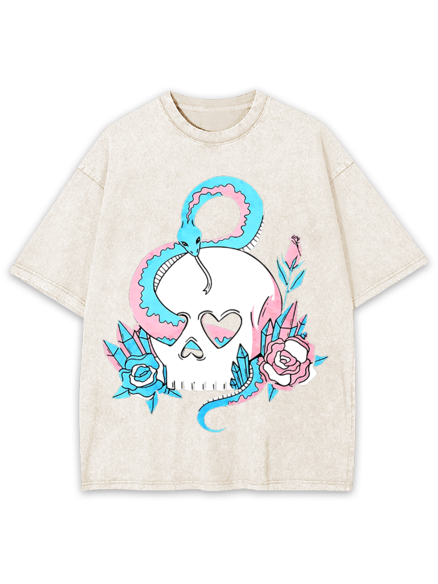 Serpent and Skull Elegance Washed Tshirt