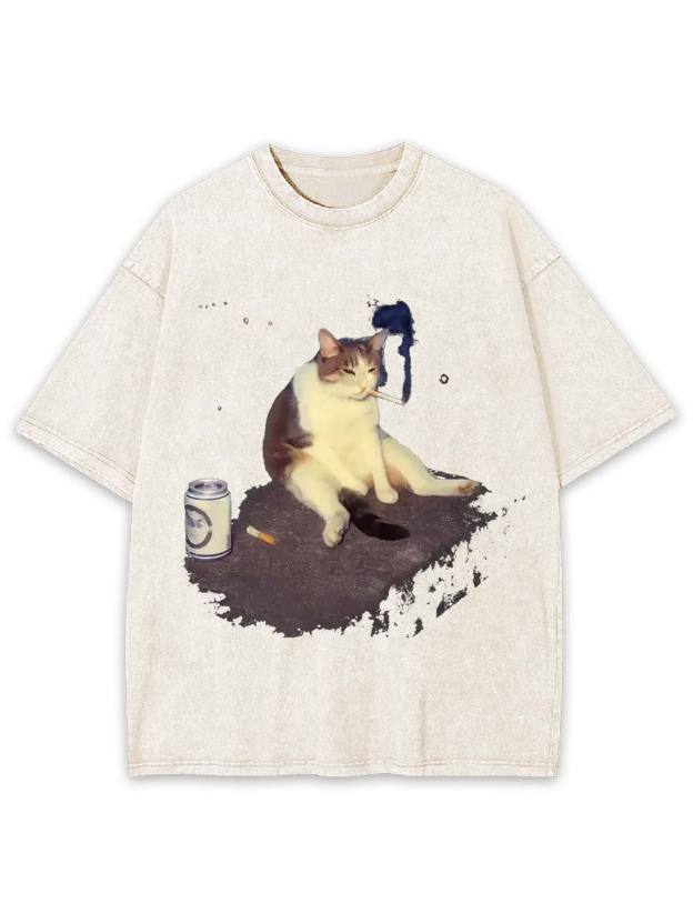 Chill Cat Vibes Washed Tshirt Washed Tshirt