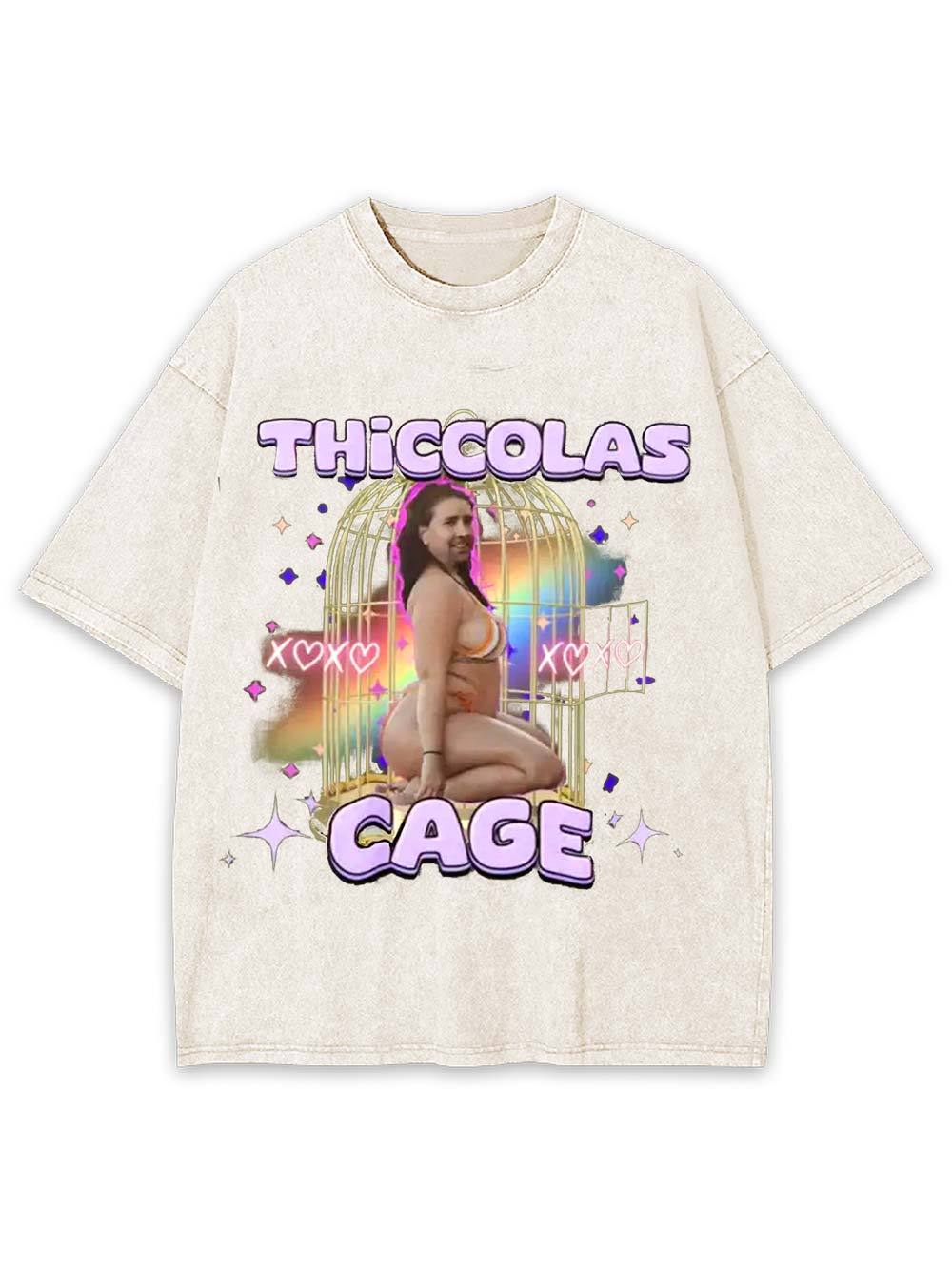 Thiccolas Cage Washed Tshirt Washed Tshirt