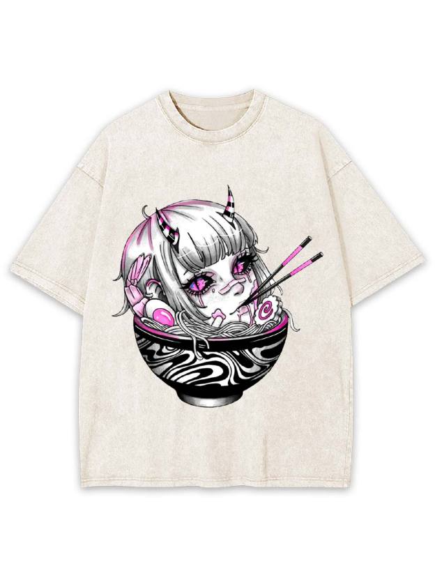 Demon in the Ramen Bowl Washed Tshirt
