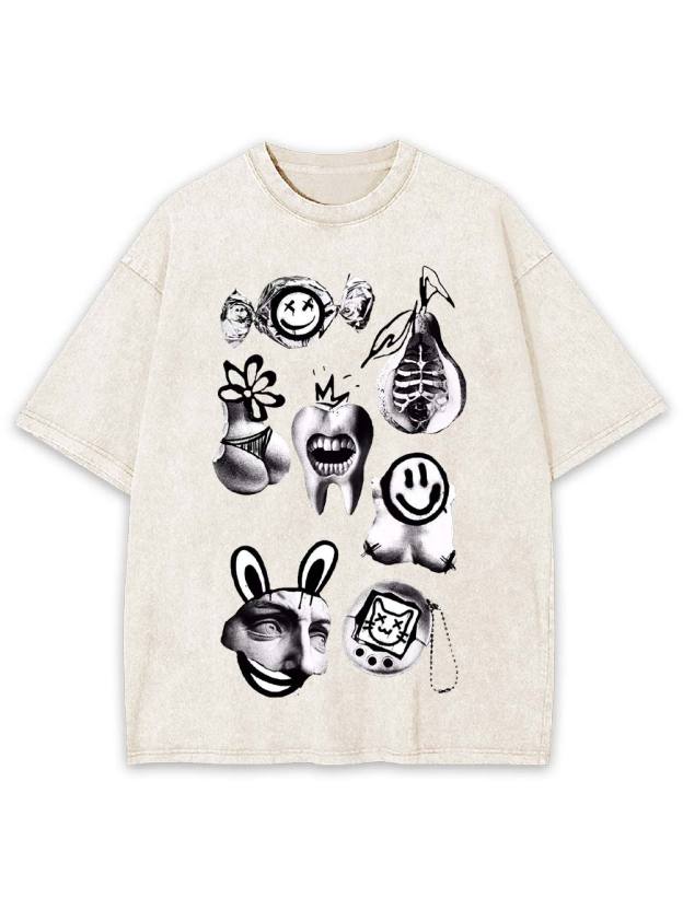 Abstract Chaos Collage Washed Tshirt
