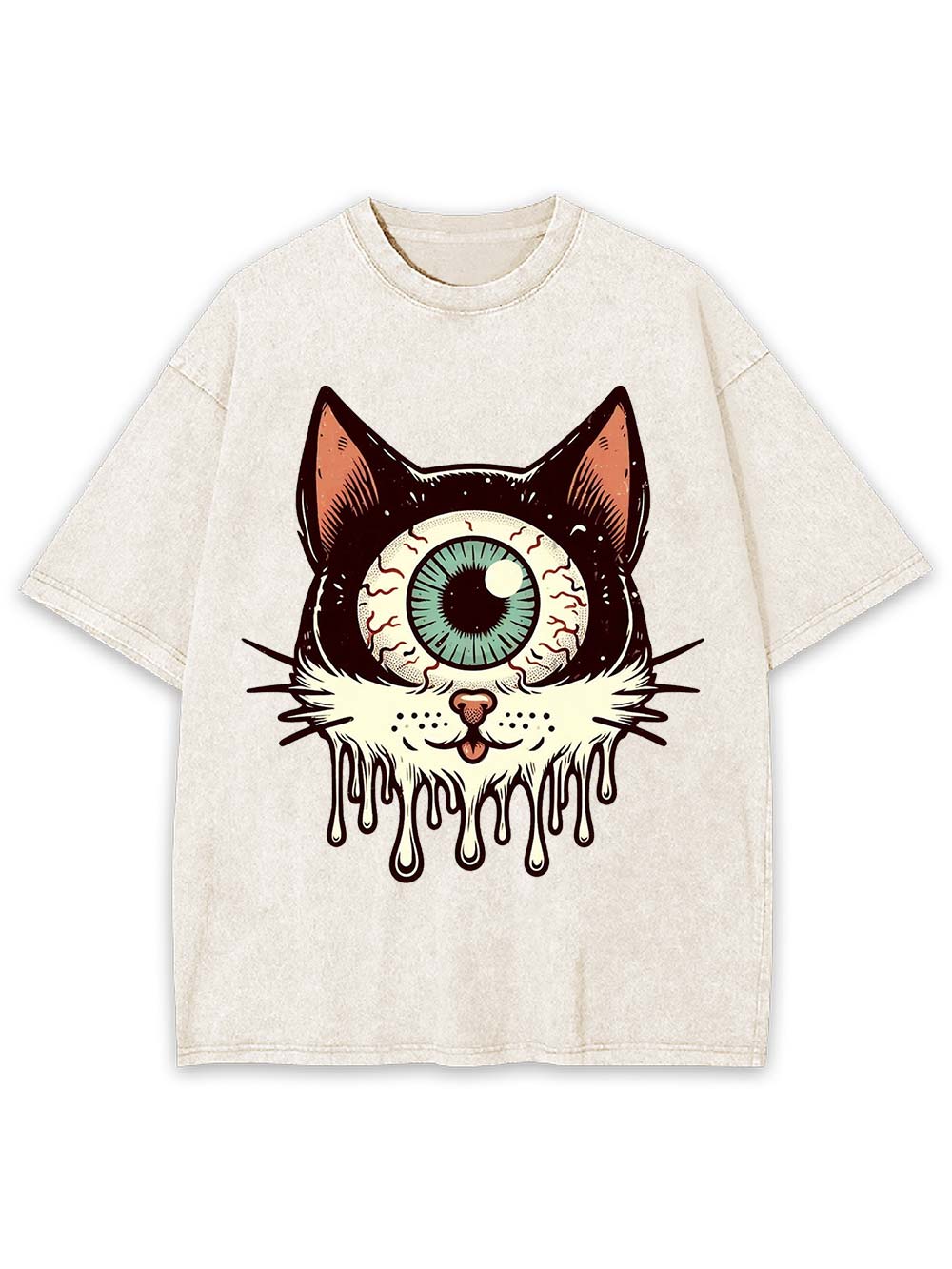 Melting Eyeball Cat Washed Tshirt