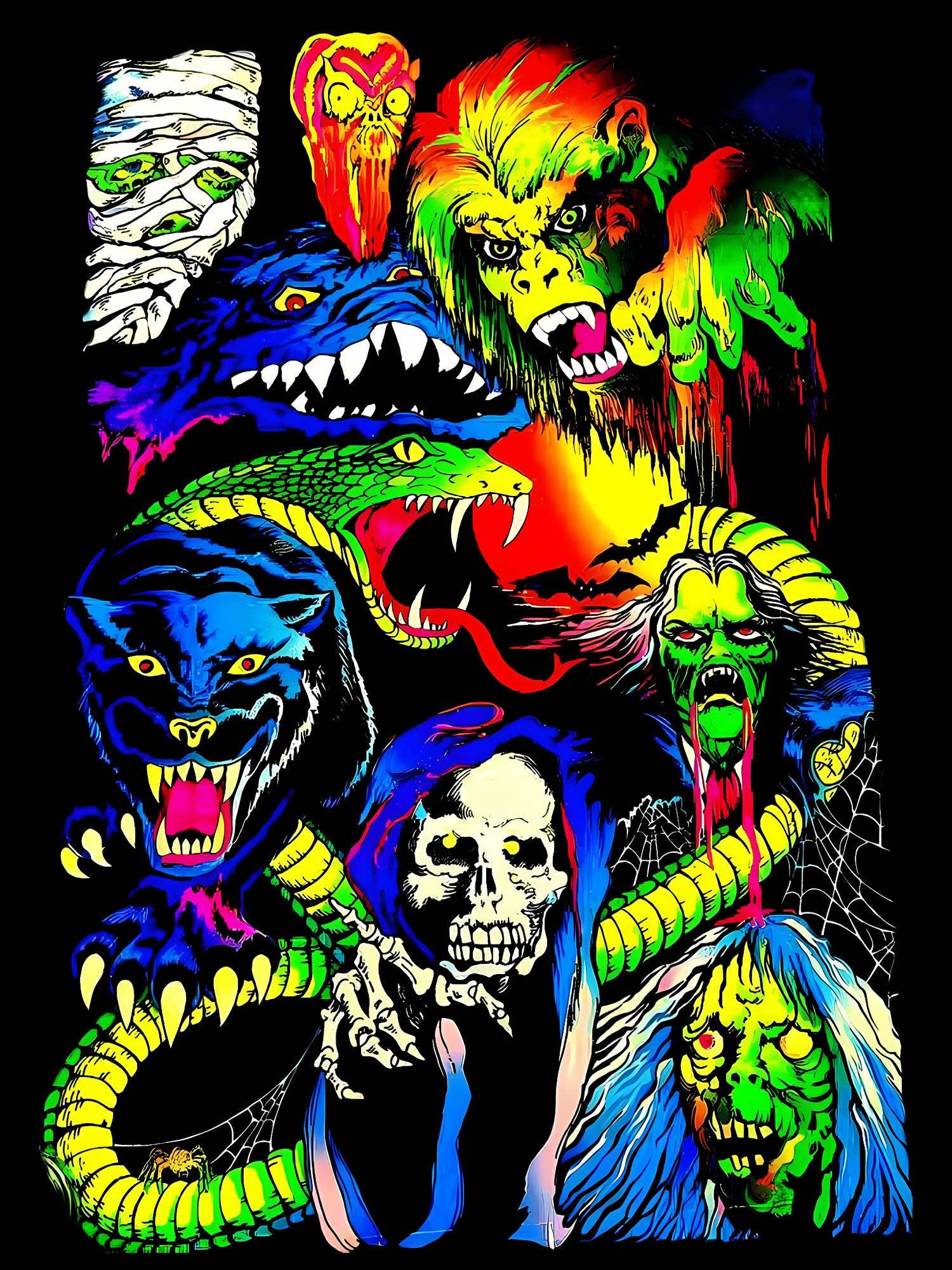 Psychedelic Monster Mash Washed Tshirt