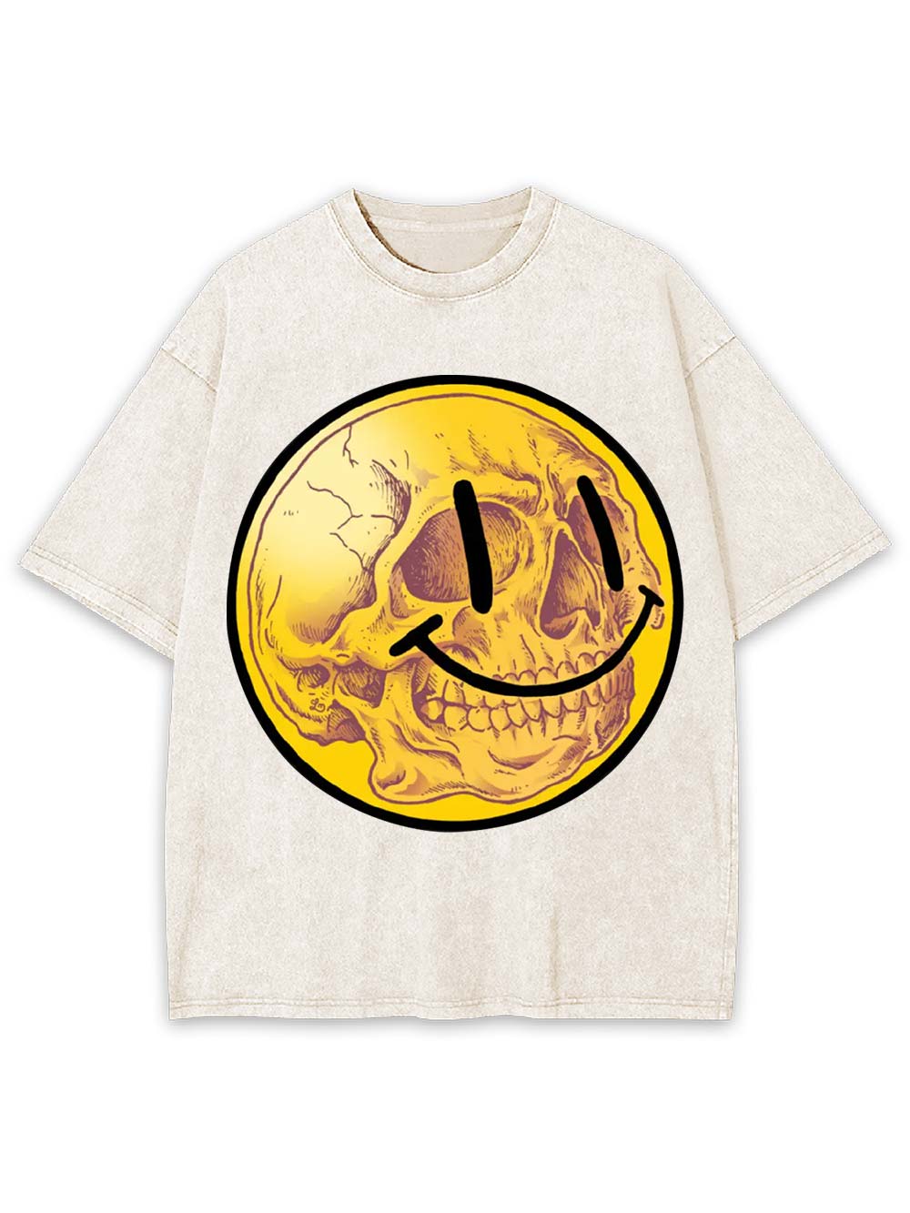 Smiling Skull Face Washed Tshirt