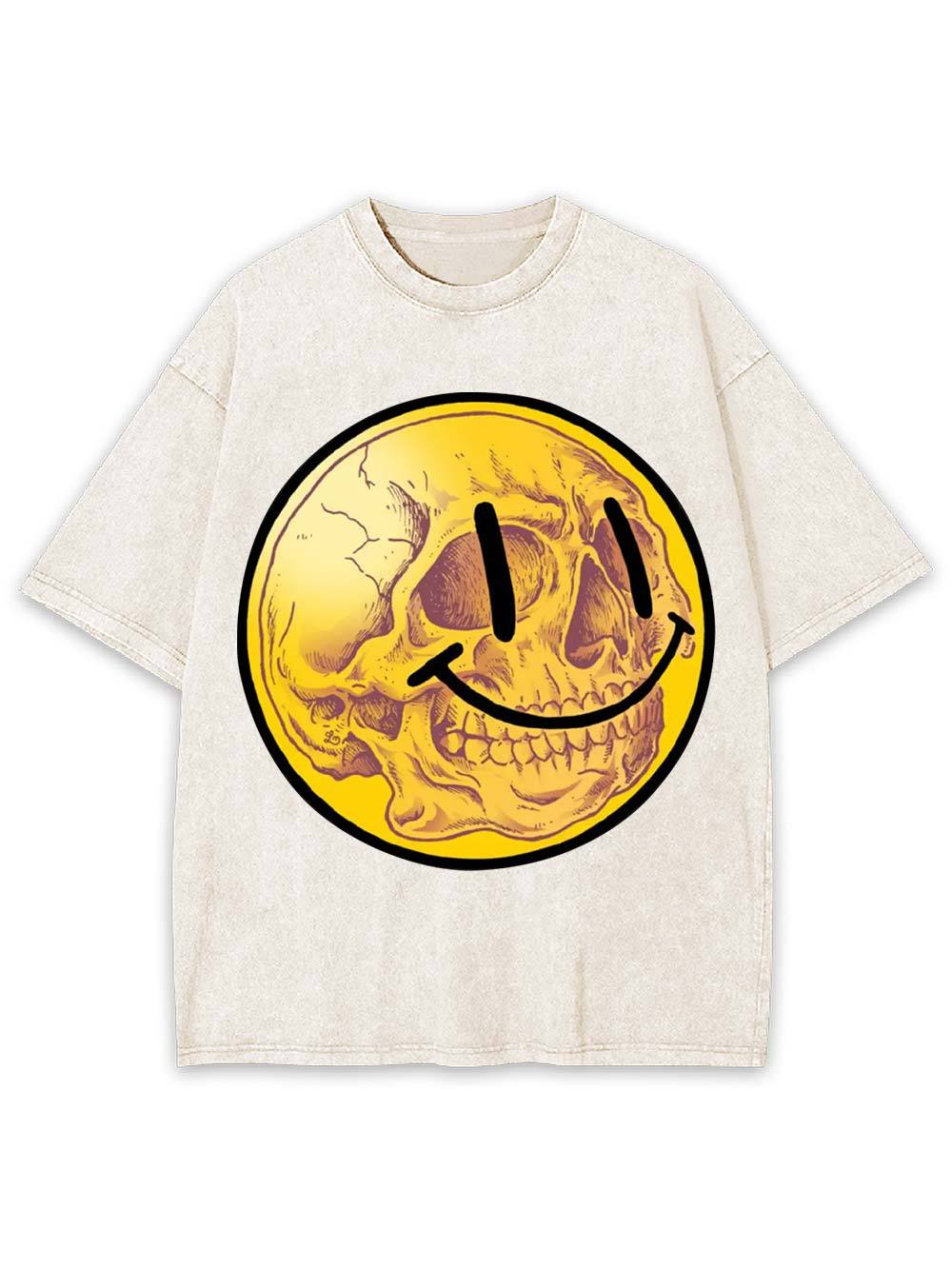 Smiling Skull Face Washed Tshirt