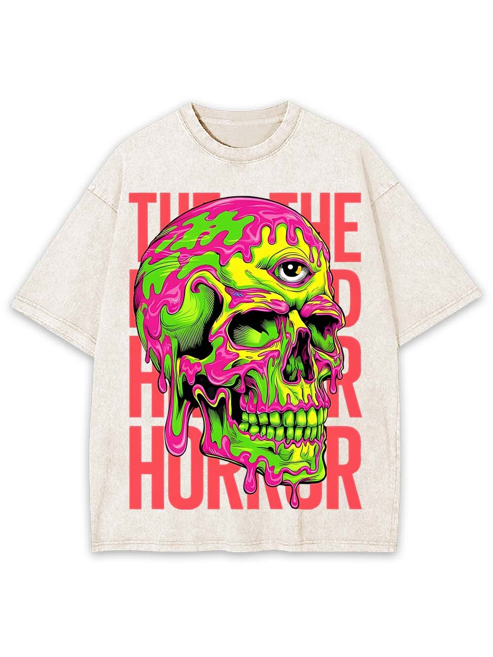 MELTING SKULL HORROR WASHED TSHIRT
