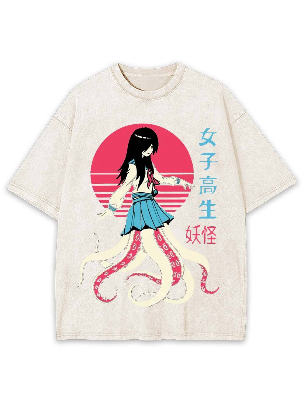 High School Monster Girl Washed Tshirt