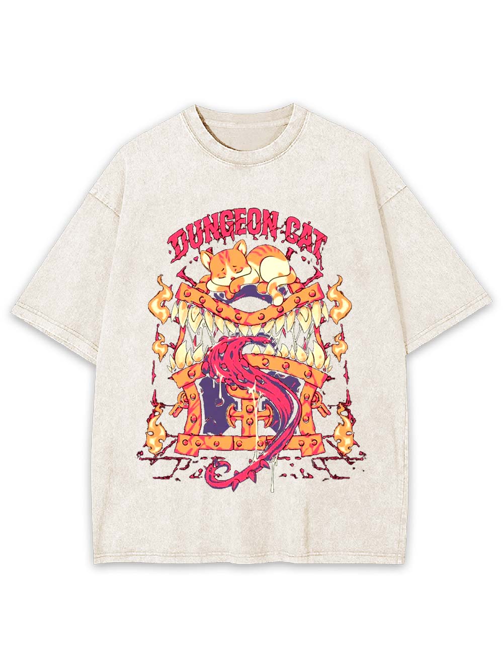 Dungeon Cat Guardian Washed Tshirt