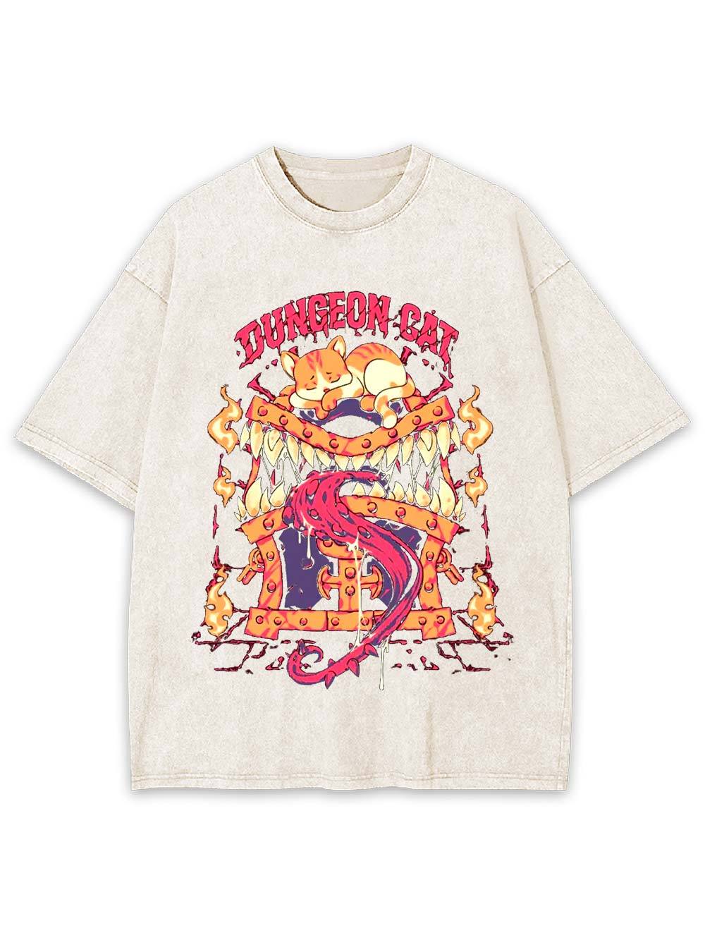 Dungeon Cat Guardian Washed Tshirt