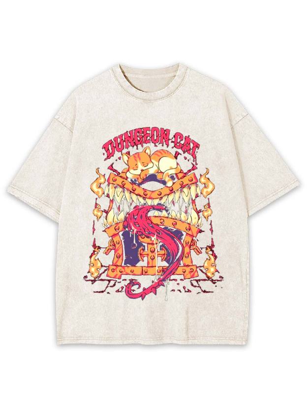 Dungeon Cat Guardian Washed Tshirt