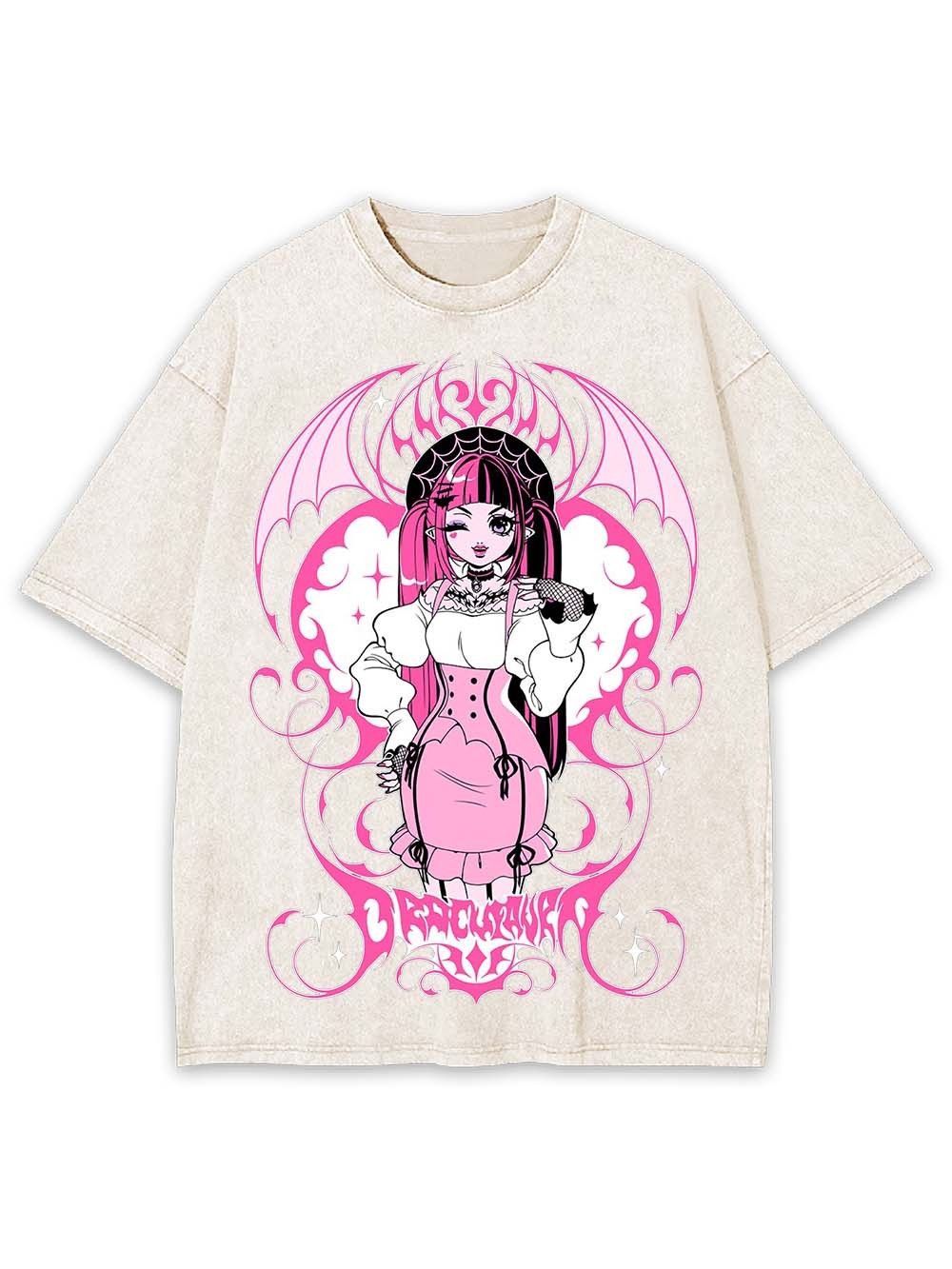 PINK BAT QUEEN WASHED TSHIRT