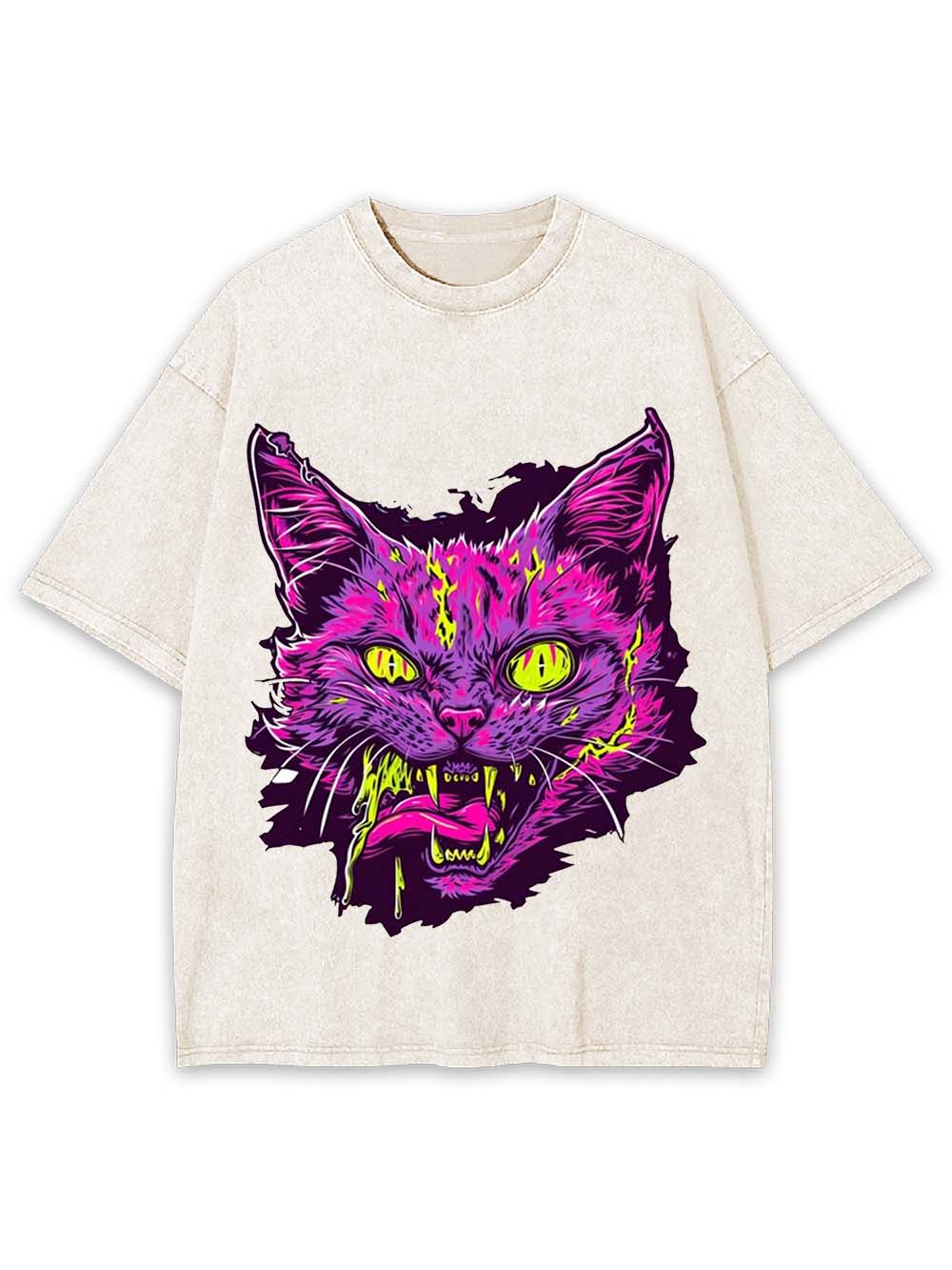 Neon Fury Cat Washed Tshirt