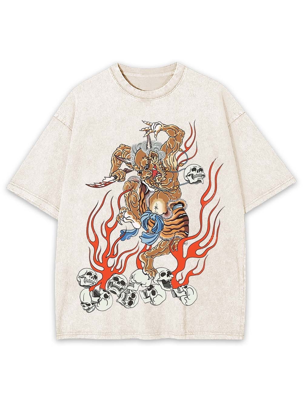 Fiery Demon Warrior Washed Tshirt