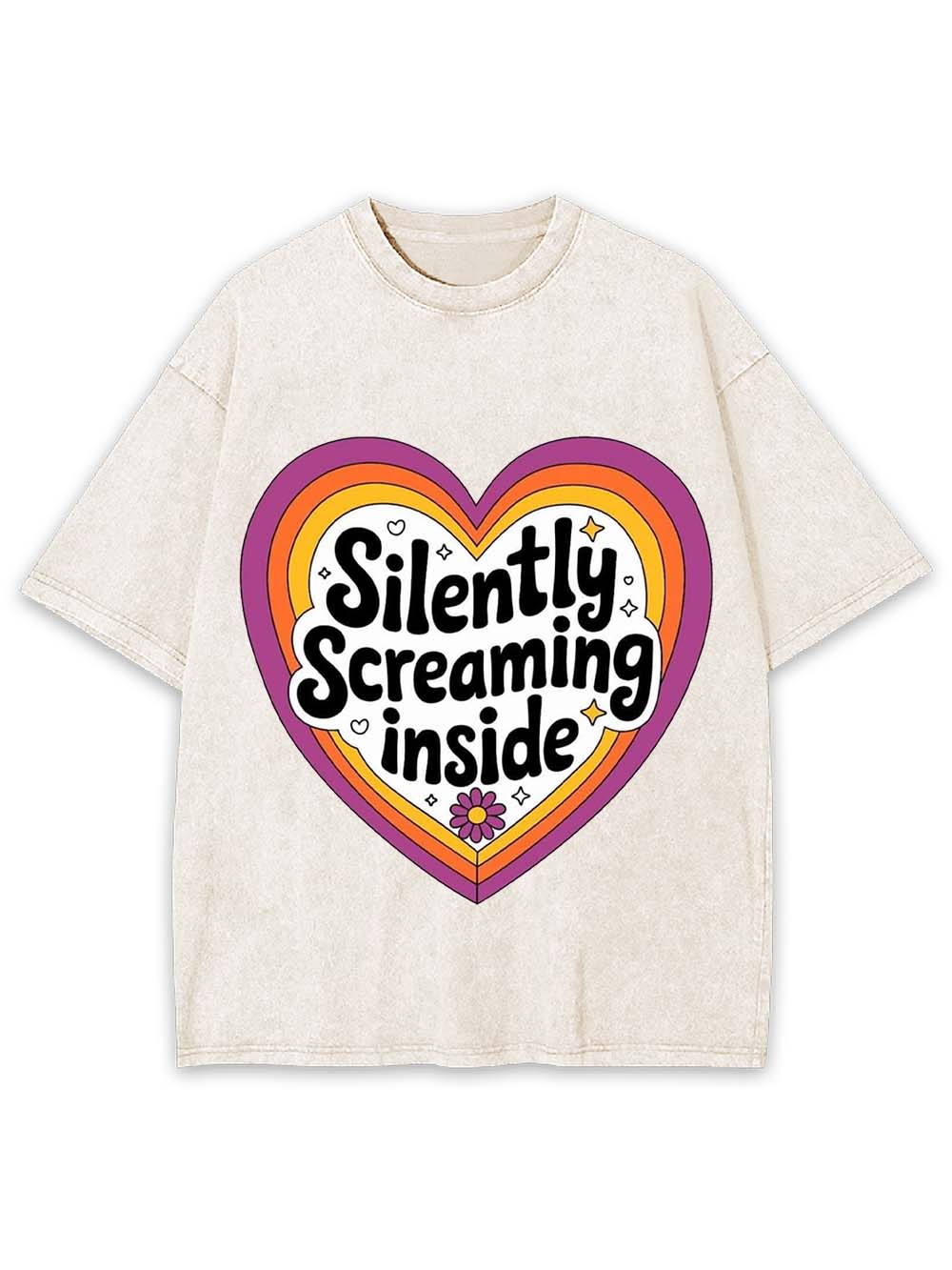 SILENTLY SCREAMING INSIDE WASHED TSHIRT