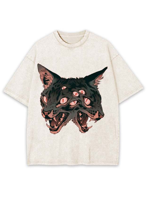 Two Headed Wolf Washed Tshirt