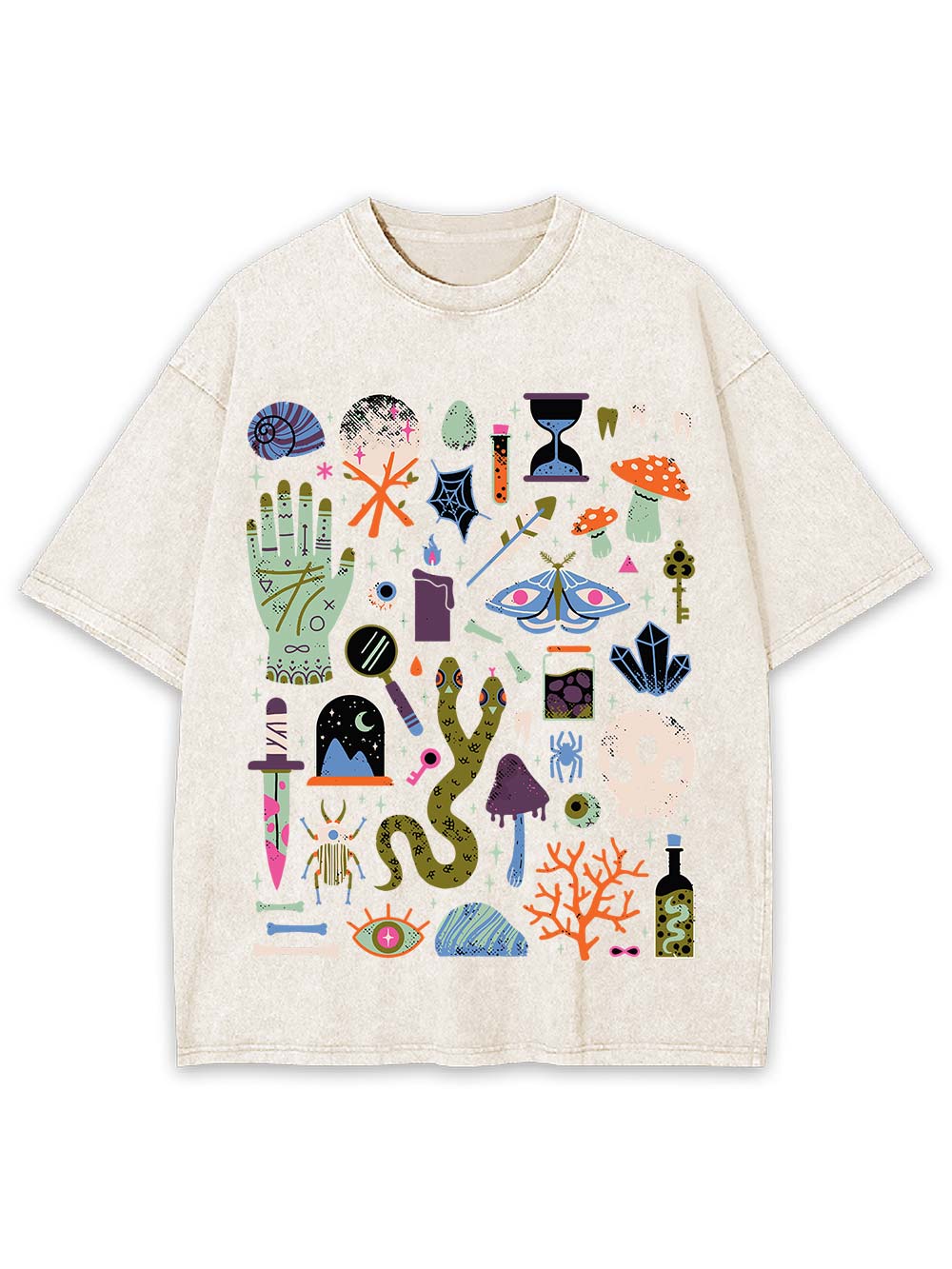 Eclectic Mystical Symbols Washed Tshirt