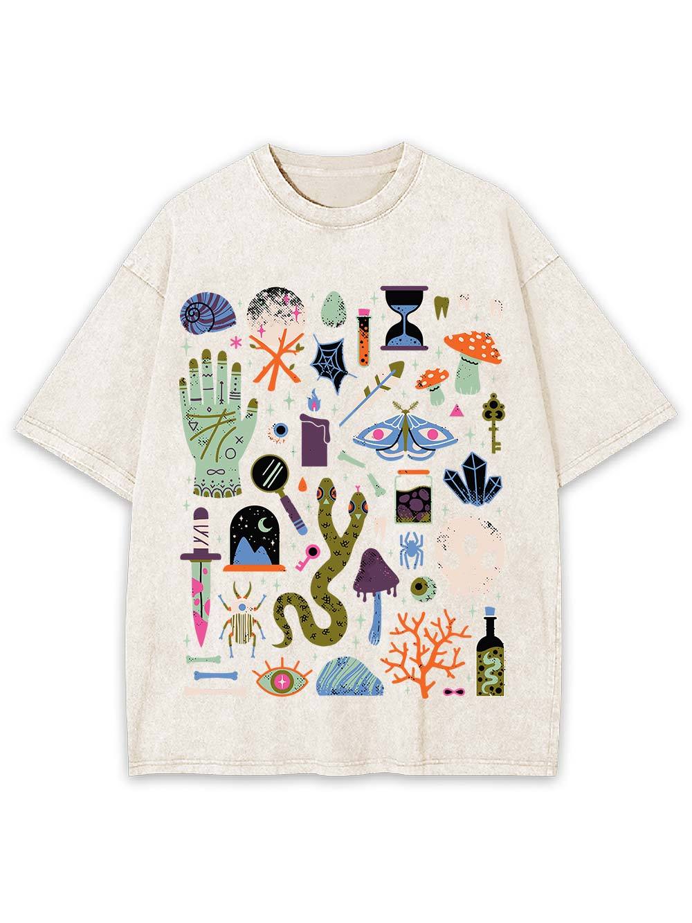 Eclectic Mystical Symbols Washed Tshirt