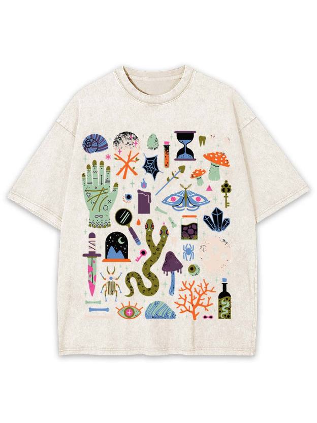 Eclectic Mystical Symbols Washed Tshirt