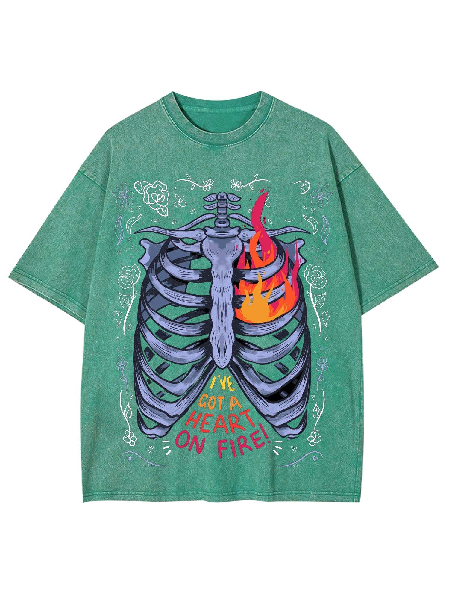 I've Got A Heart On Fire Washed Tshirt-ClassyOutlaw Sale