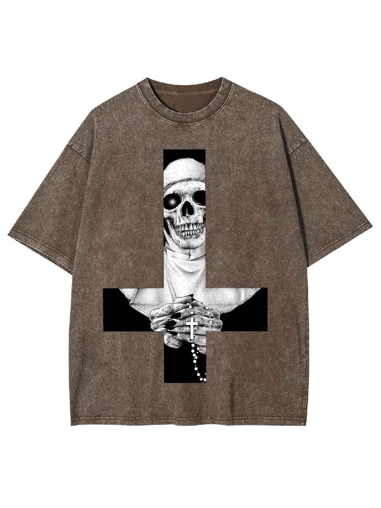 Skeletal Nun Washed Tshirt