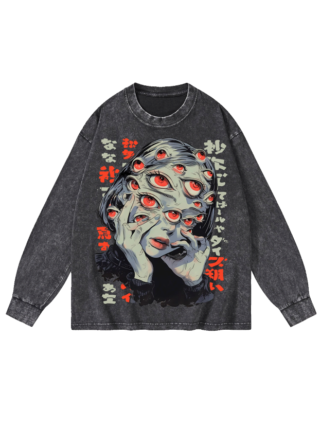 Thousand Eyes Gaze Washed Long-Sleeve Tshirt