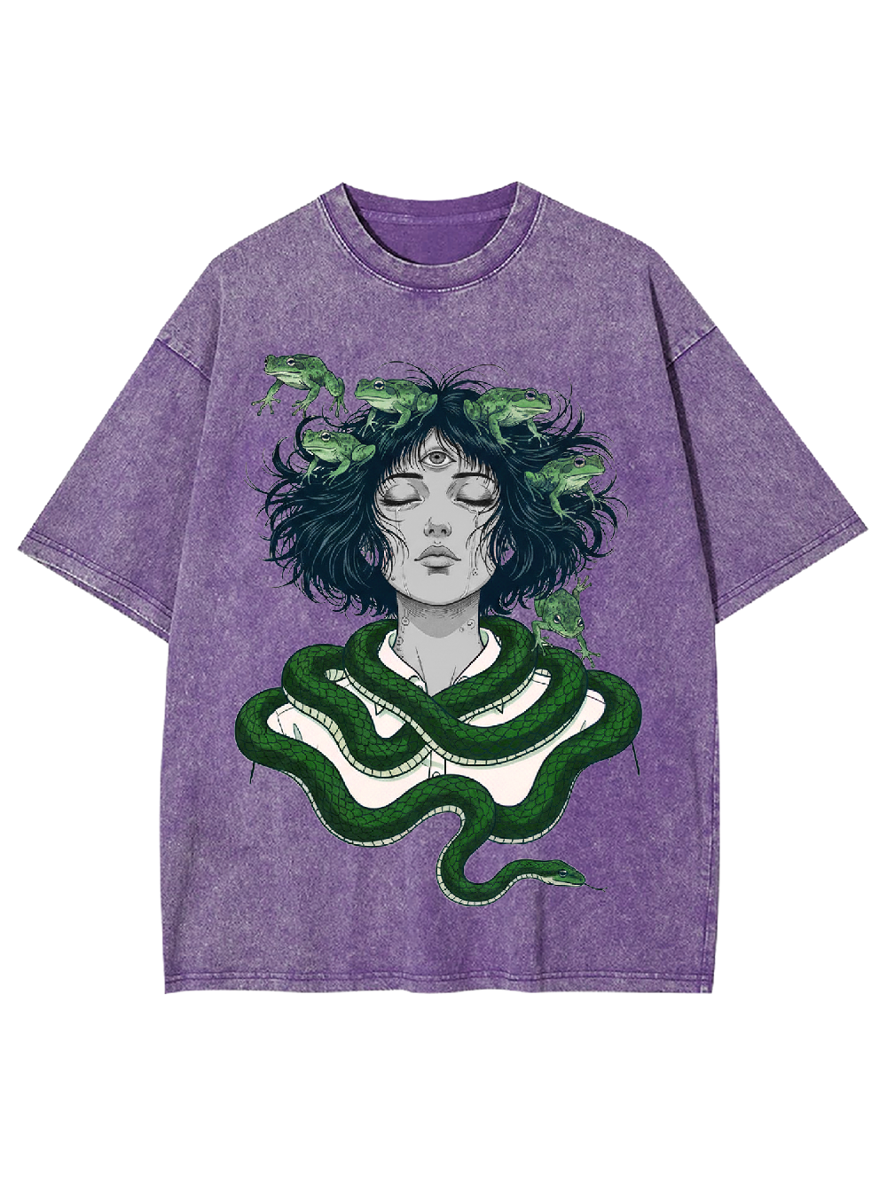 Serpent-Frog Girl Washed Tshirt