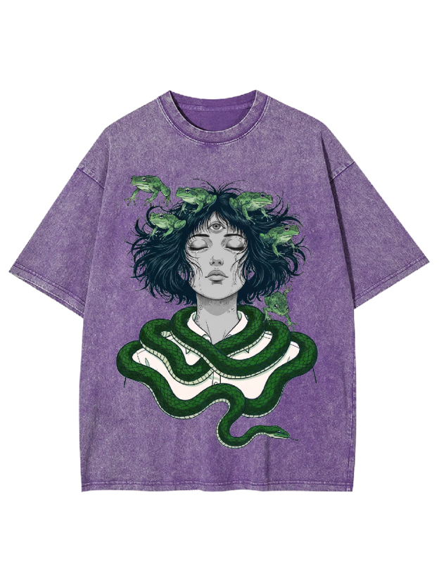 Serpent-Frog Girl Washed Tshirt