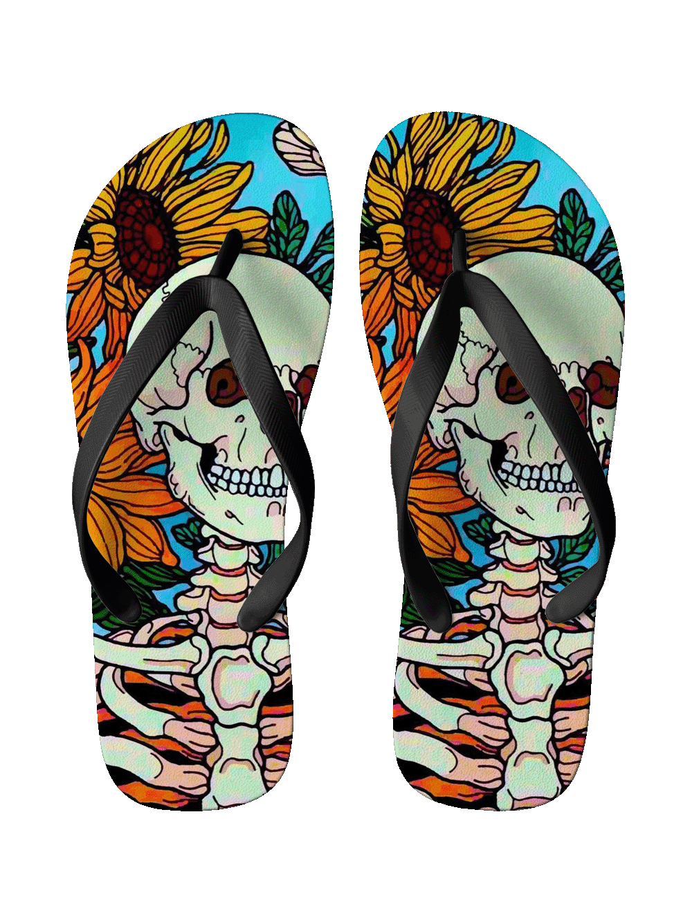 BLOOMING BONES FLIP FLOPS-ClassyOutlaw Sale