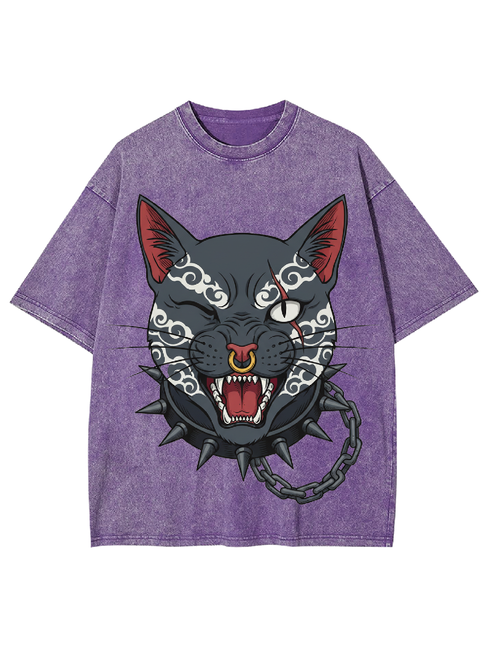 Dark Gothic Cat Washed Tshirt