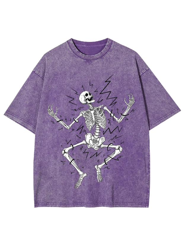 Electric Shock Skeleton Washed Tshirt