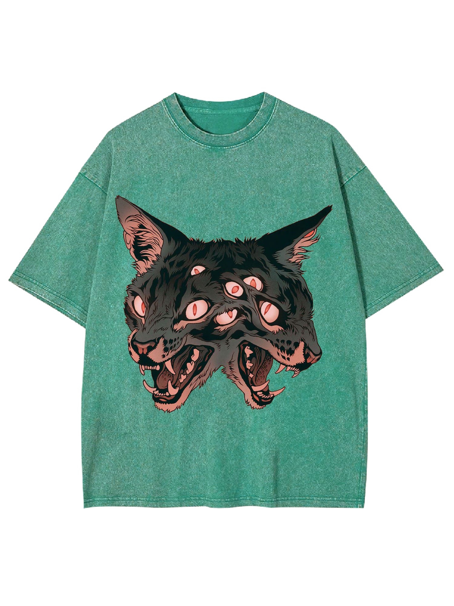 Two Headed Wolf Washed Tshirt