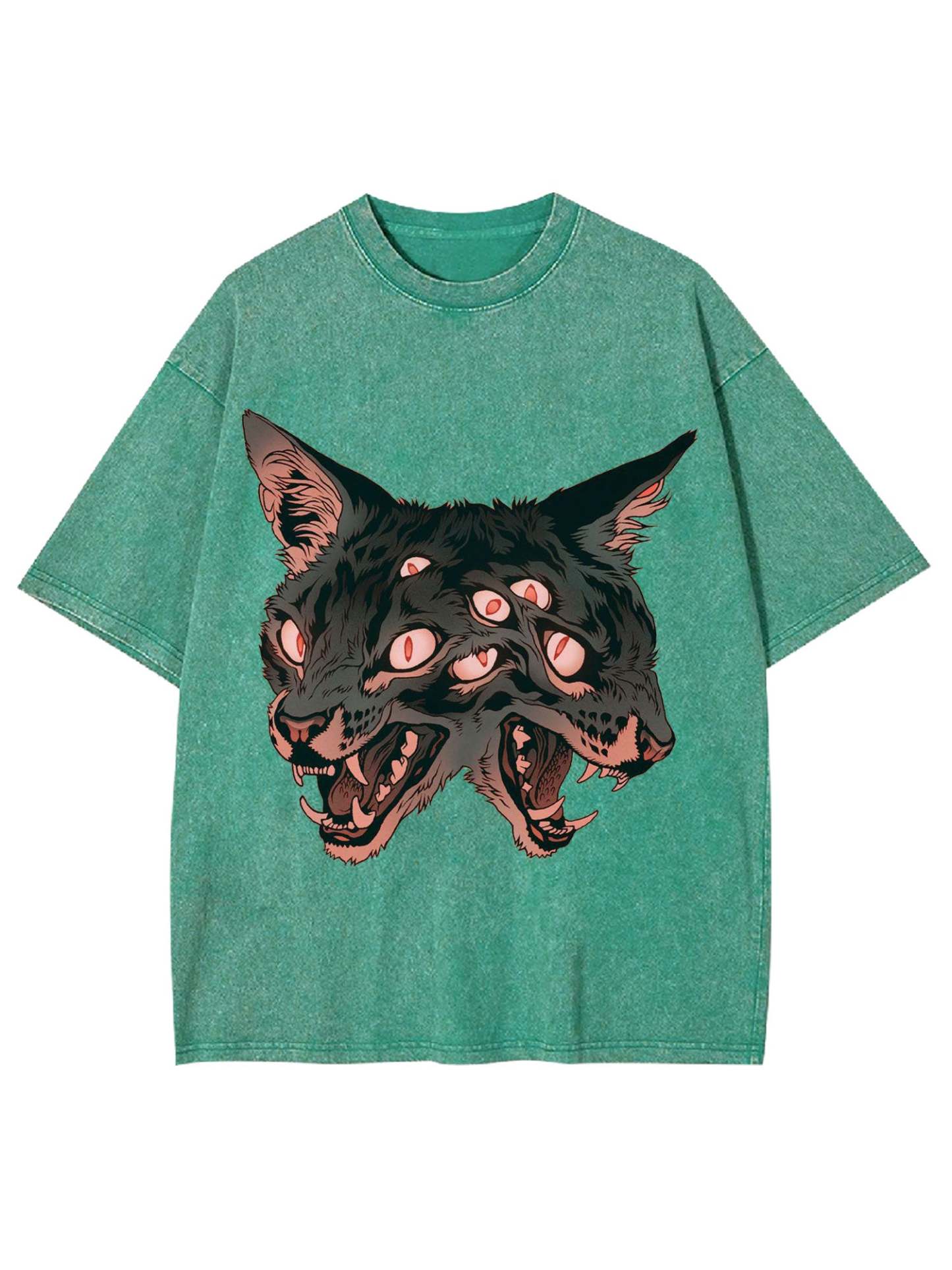 Two Headed Wolf Washed Tshirt