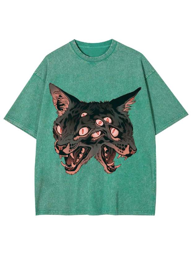 Two Headed Wolf Washed Tshirt