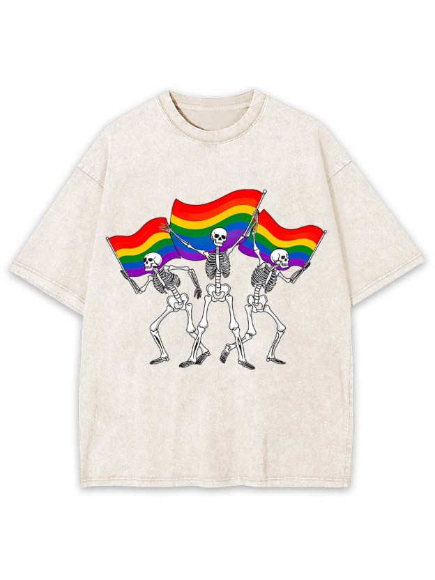 Pride Parade Skeletons Washed Tshirt