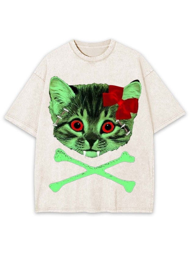 Zombie Kitty Washed Tshirt