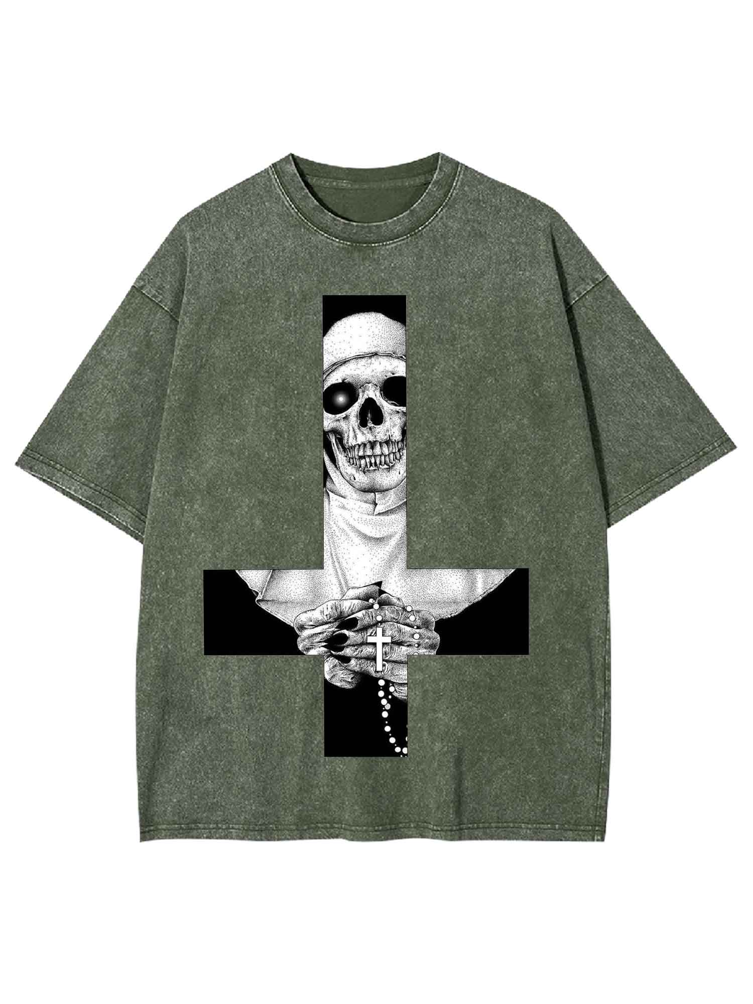 Skeletal Nun Washed Tshirt