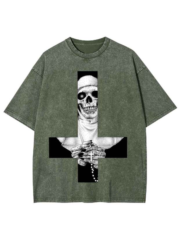 Skeletal Nun Washed Tshirt