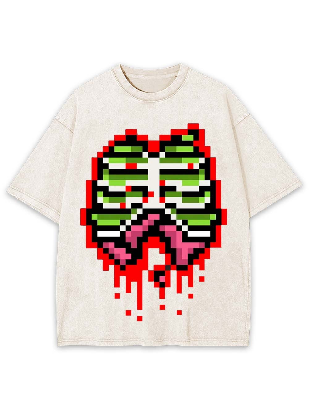 Pixel Ribs Washed Tshirt