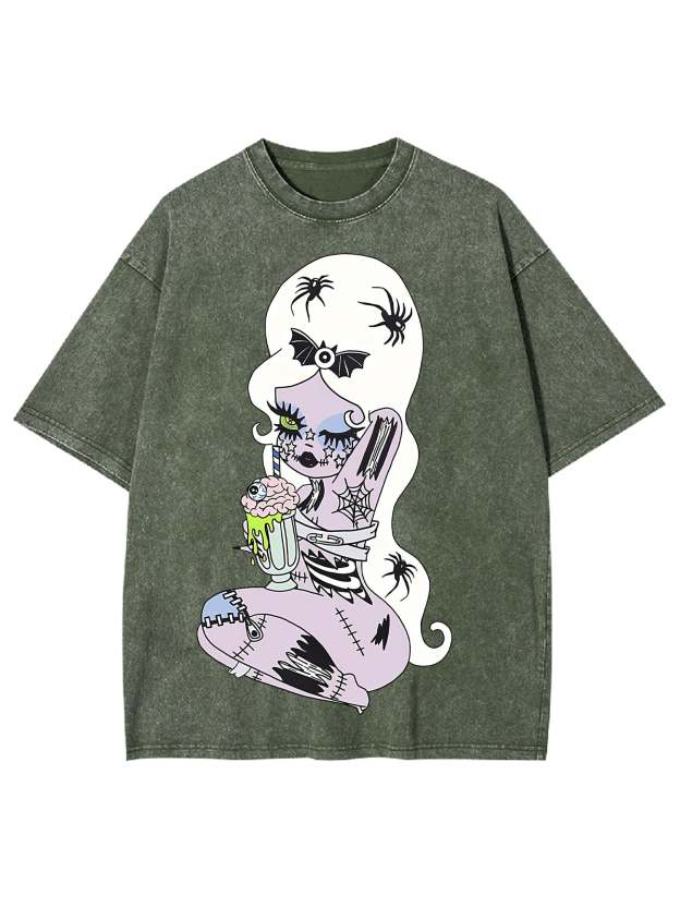 Spooky Milkshake Doll Washed Tshirt