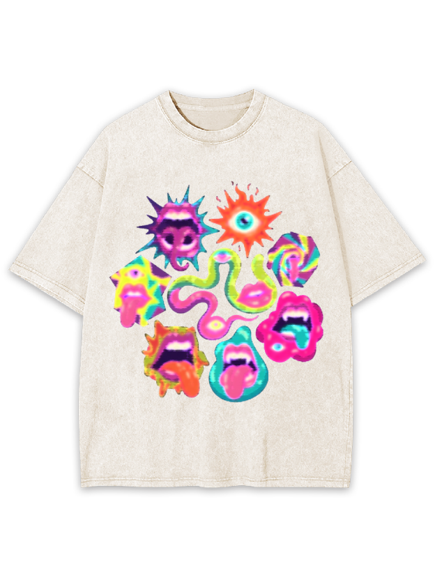 Psychedelic Faces Washed Tshirt